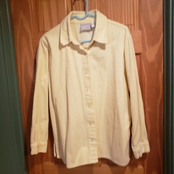 Blair Shacket Pale Yellow Corduroy Long Sleeve Button Down Shirt Size Large - Picture 3 of 6
